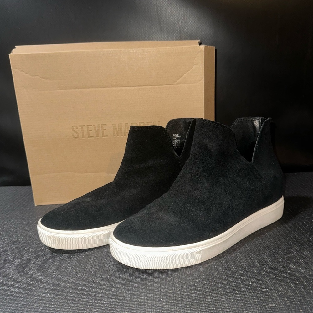 Steve Madden Claud Women’s Black Suede High Top Sneakers Size 10